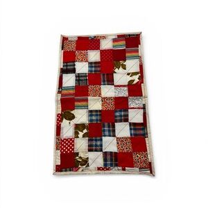 Patchwork Quilted Throw baby/doll Blanket - Red and Multicolor